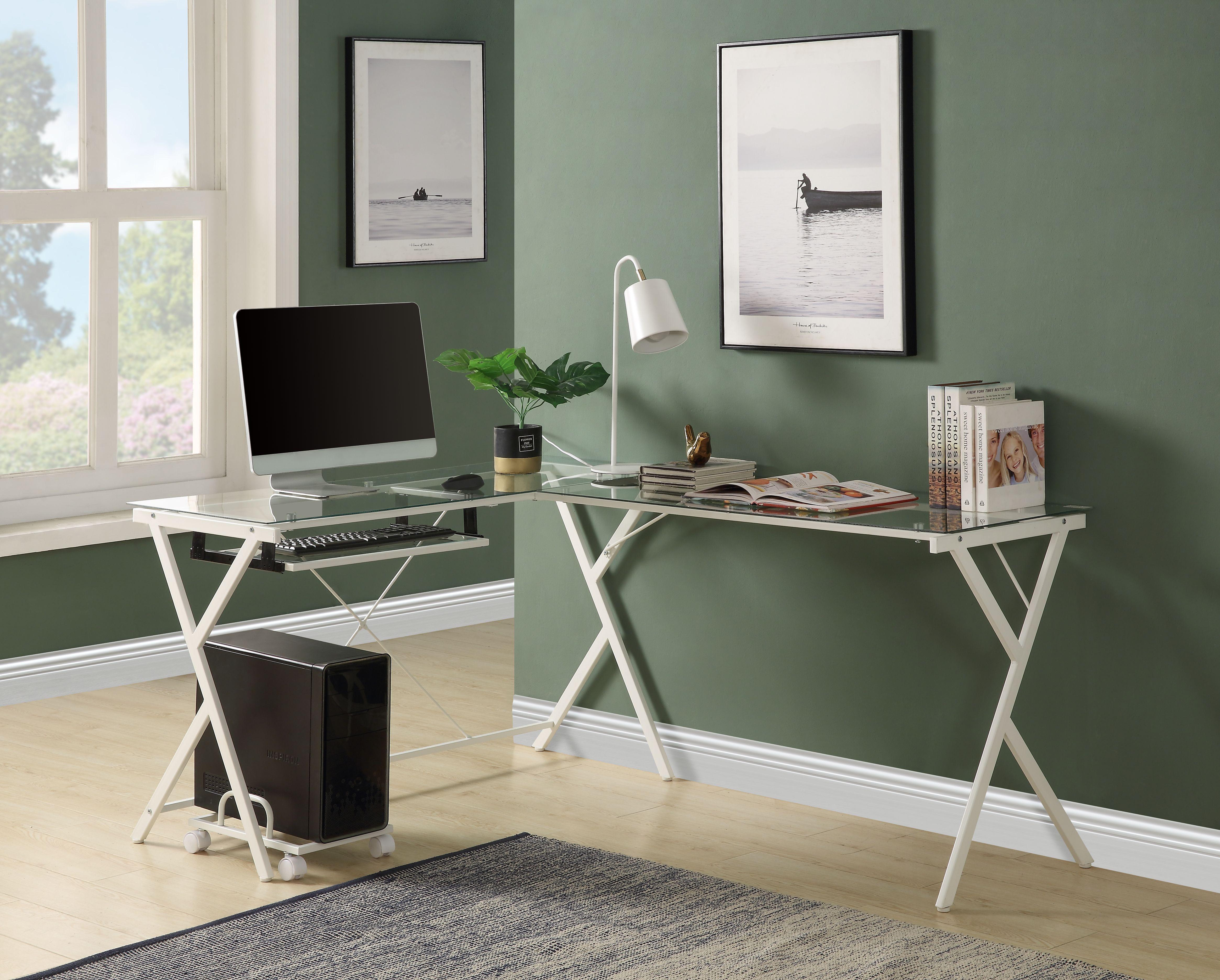 

    
Contemporary Clear Glass & White Finish Home Office Desk by Acme OF00048 Dazenus
