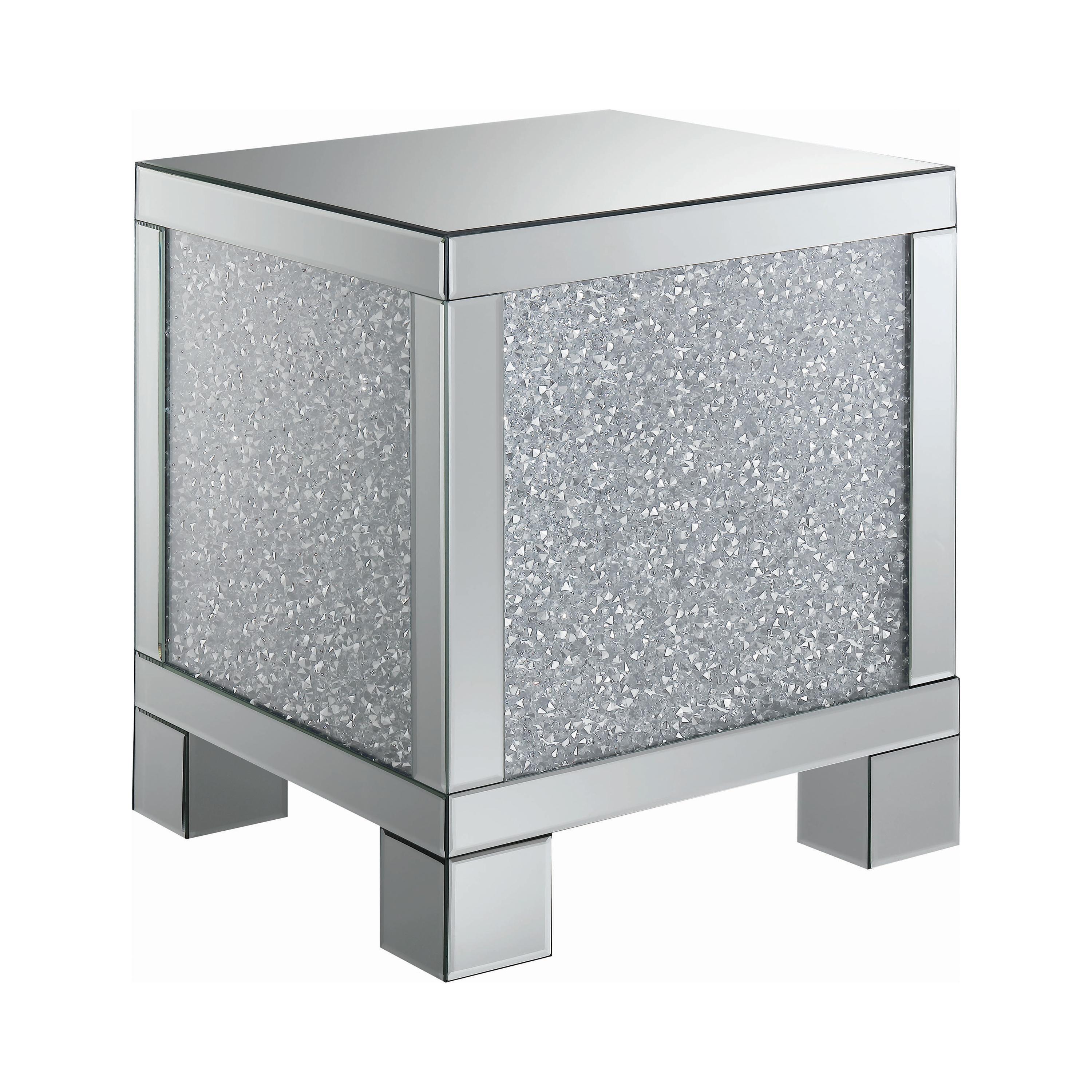 

    
Contemporary Clear Mirror End Table Coaster 722497 Layton
