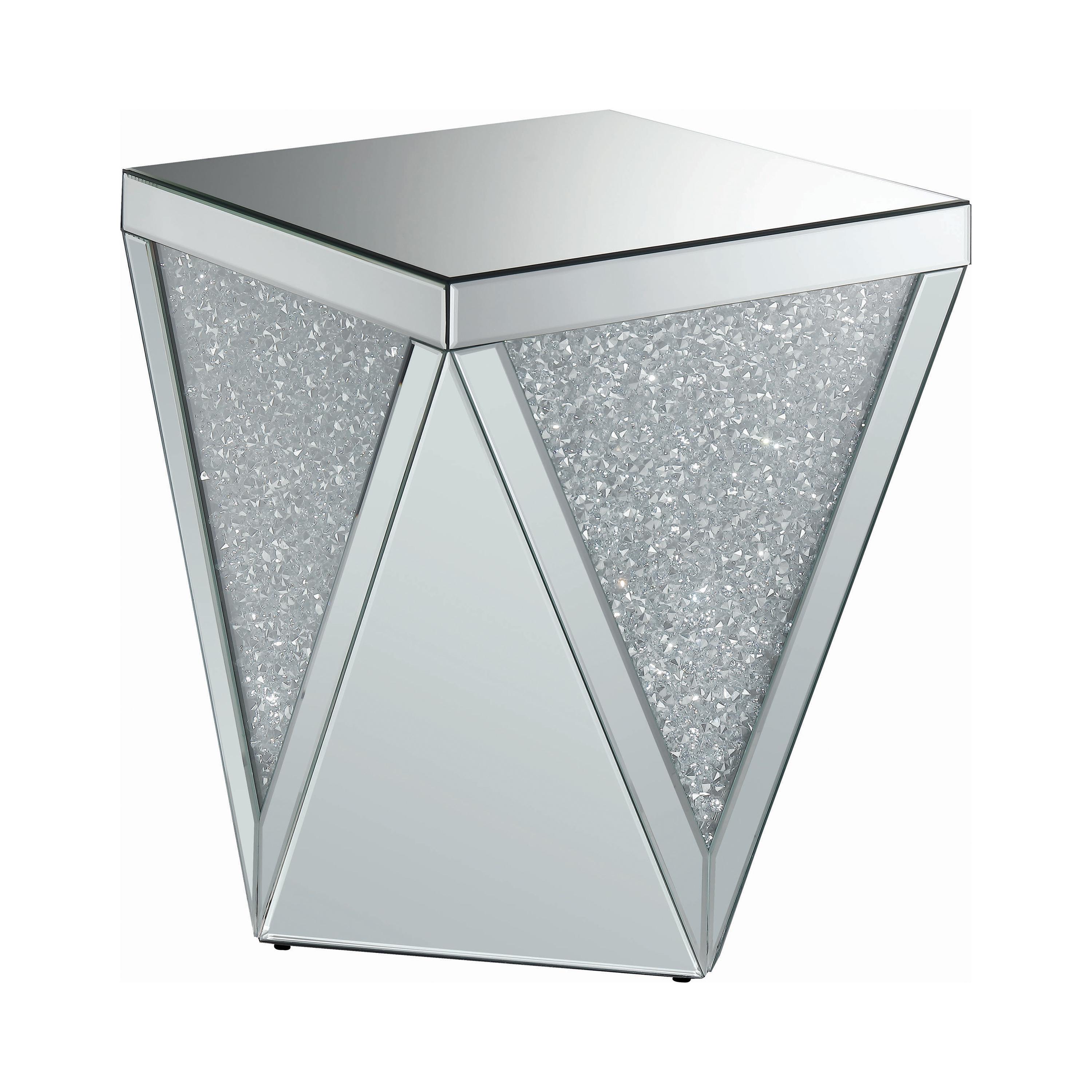 

    
Contemporary Clear Mirror End Table Coaster 722507
