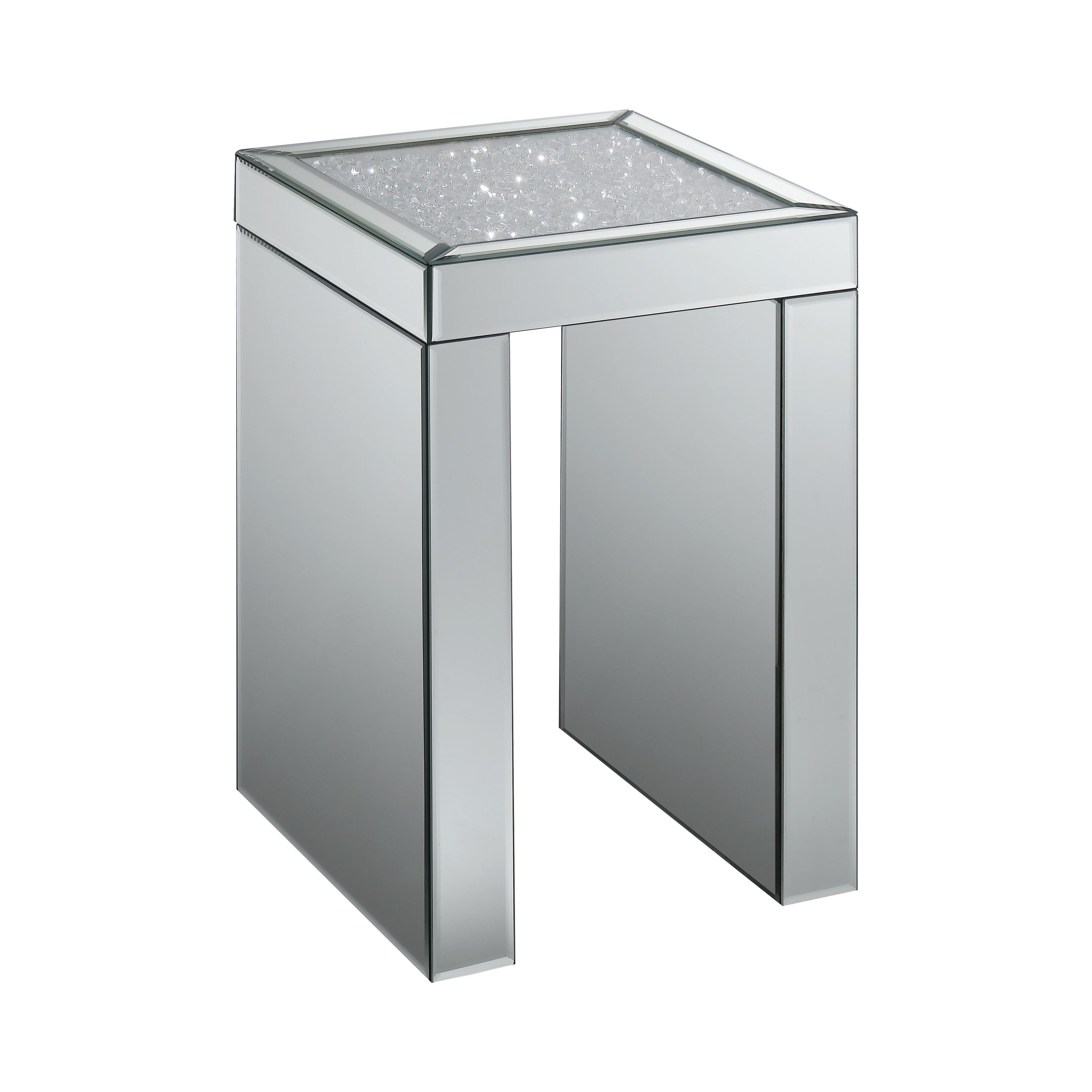 

    
Contemporary Clear Mirror Side Table Coaster 930207
