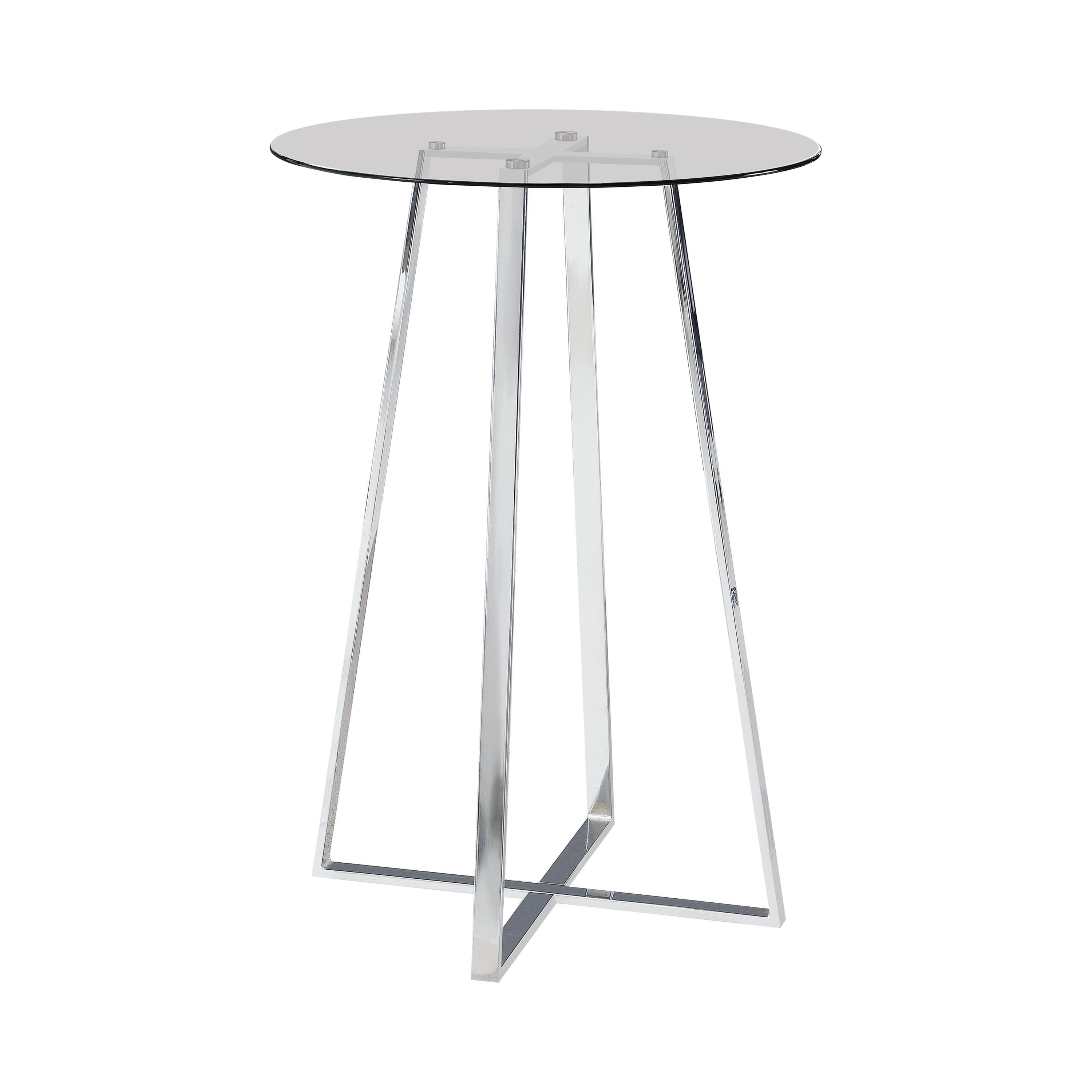 Contemporary Bar Table 100026 100026 in Chrome, Clear 