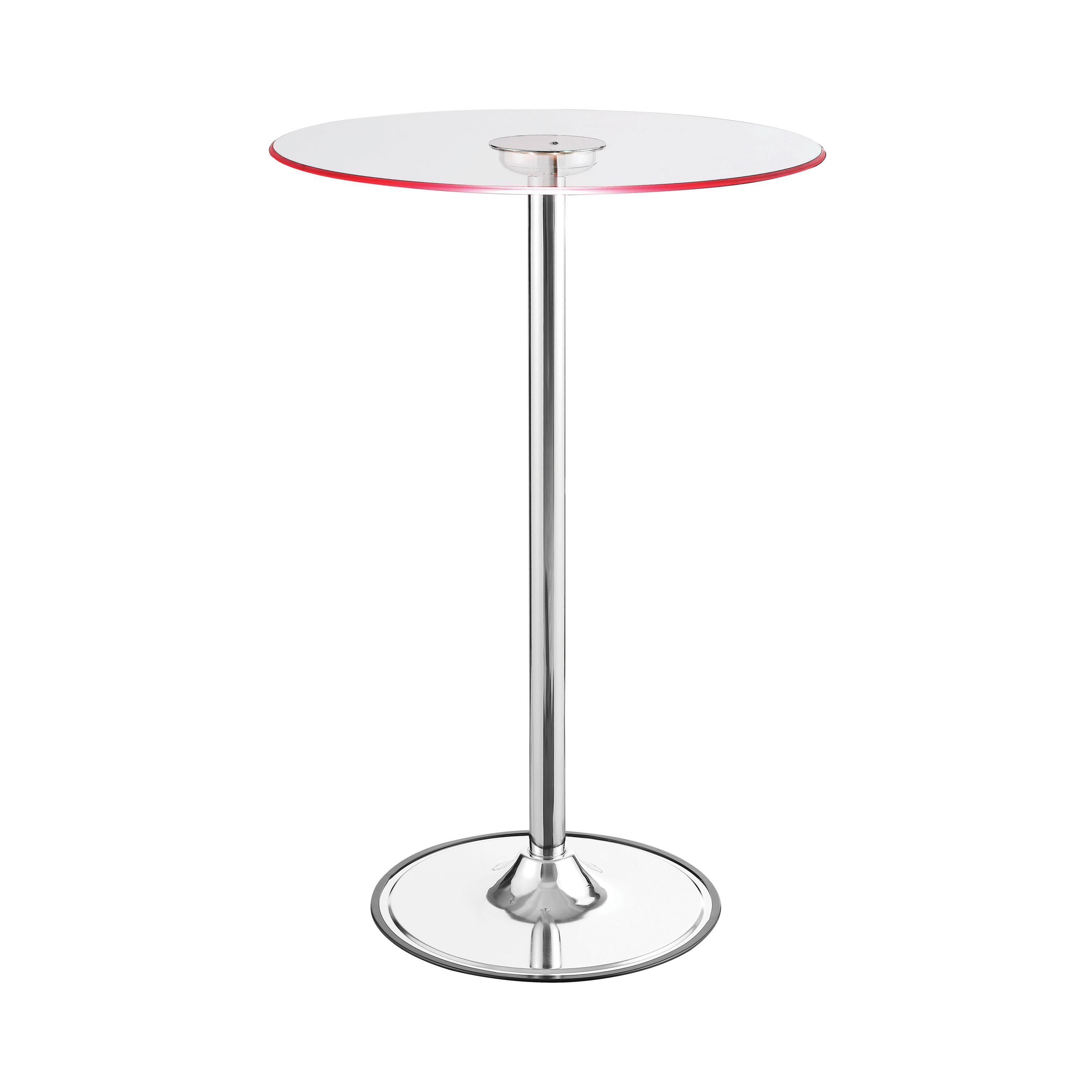 

    
Contemporary Clear Tempered Glass & Chrome Steel Bar Table Coaster 122400
