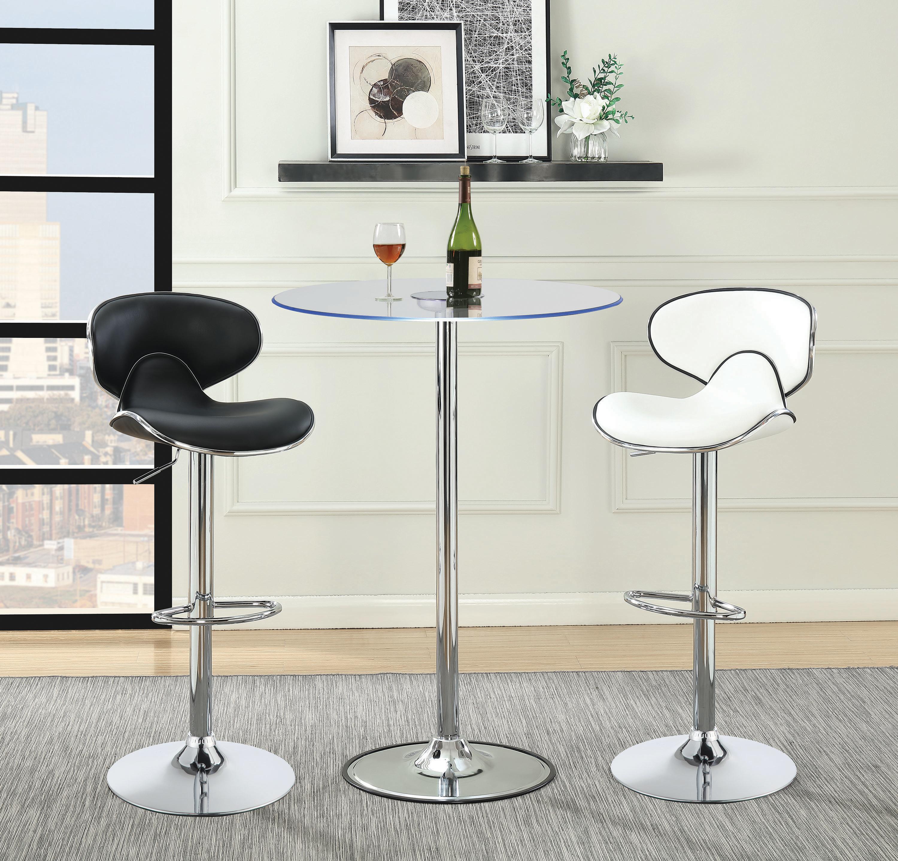 

    
122400 Contemporary Clear Tempered Glass & Chrome Steel Bar Table Coaster 122400
