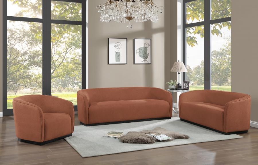 

    
Contemporary Cognac Engineered Wood Living Room Set 2PCS Meridian Furniture Mylah 675Cognac-S-2PCS
