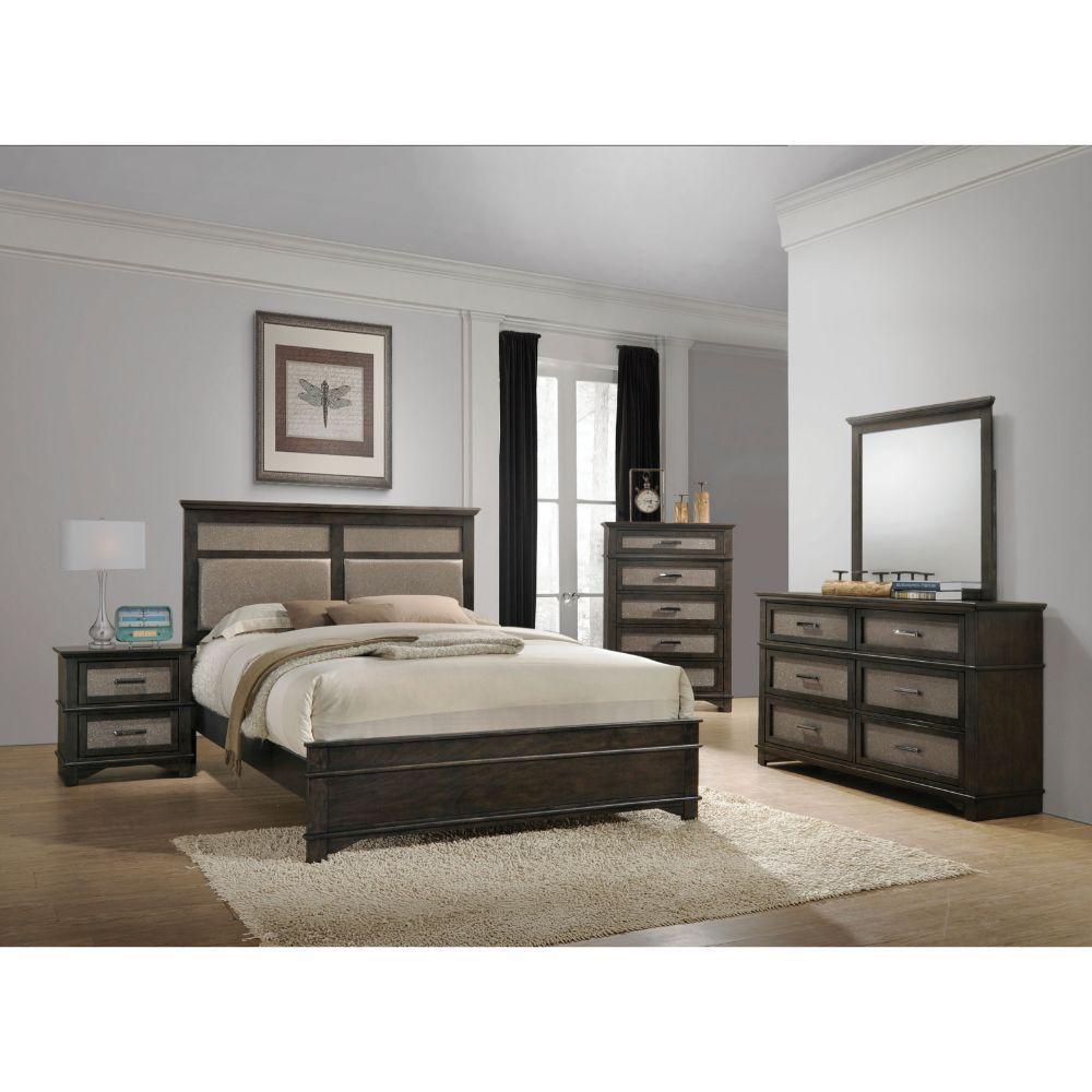 Contemporary Bedroom Set Anatole 26277EK-5pcs in Dark Walnut PU