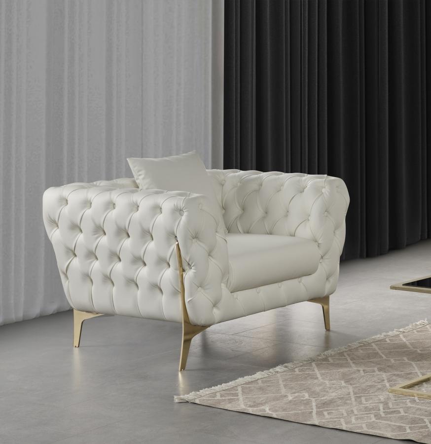 

    
Contemporary Cream Engineered Wood Chair Meridian Furniture Aurora 682Cream-C
