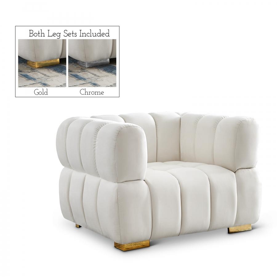 Contemporary Chair Gwen Chair 670Cream-C 670Cream-C in Cream Soft Velvet