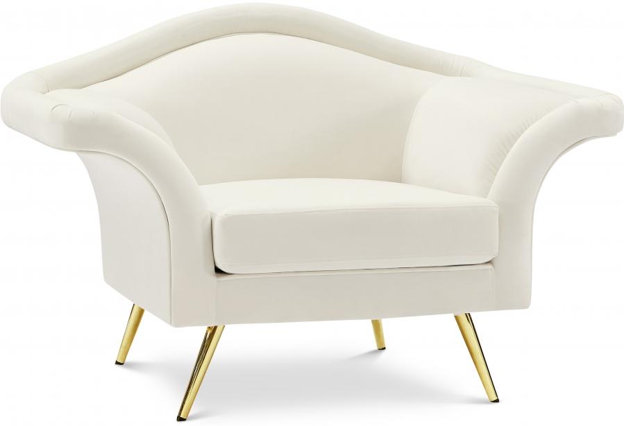 Contemporary Chair Lips Chair 607Cream-C 607Cream-C in Cream Soft Velvet