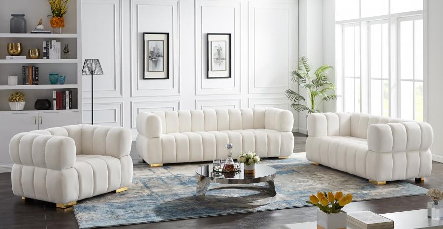 

    
Contemporary Cream Engineered Wood Living Room Set 2PCS Meridian Furniture Gwen 670Cream-S-2PCS
