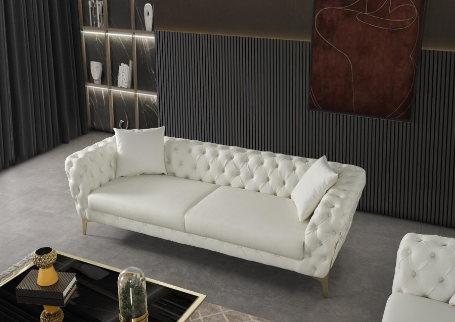 

    
 Shop  Contemporary Cream Engineered Wood Loveseat Meridian Furniture Aurora 682Cream-L

