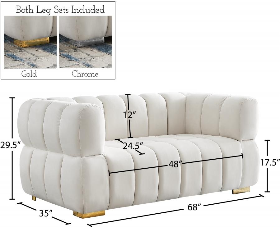 

    
 Shop  Contemporary Cream Engineered Wood Loveseat Meridian Furniture Gwen 670Cream-L
