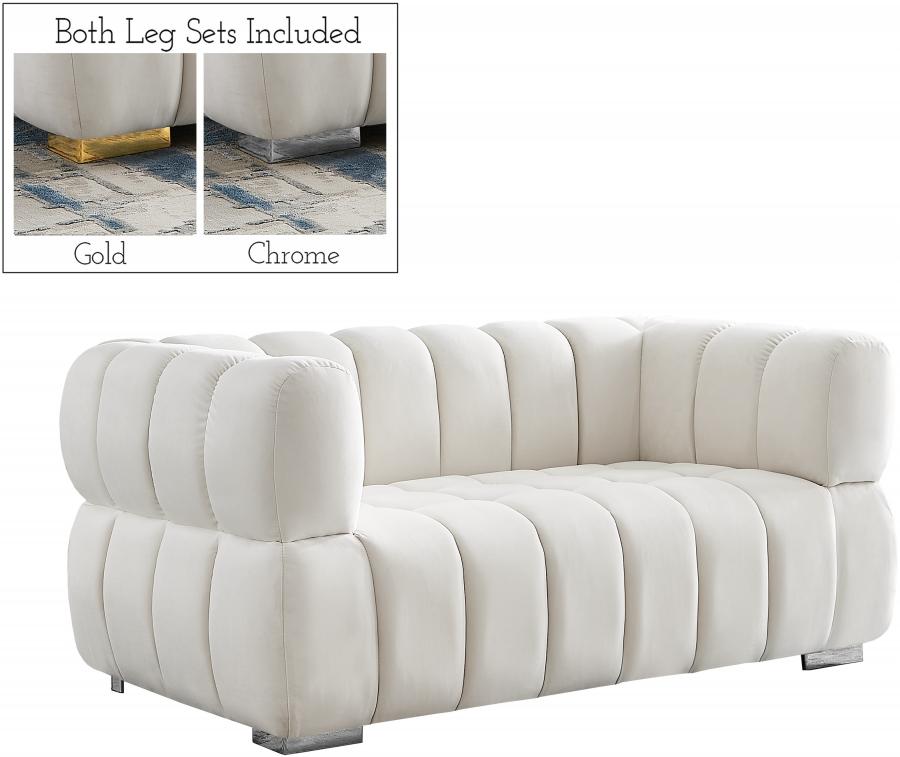 

    
Contemporary Cream Engineered Wood Loveseat Meridian Furniture Gwen 670Cream-L

