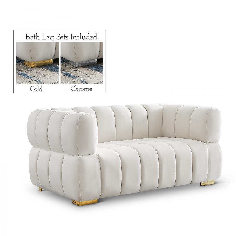 

    
Contemporary Cream Engineered Wood Loveseat Meridian Furniture Gwen 670Cream-L
