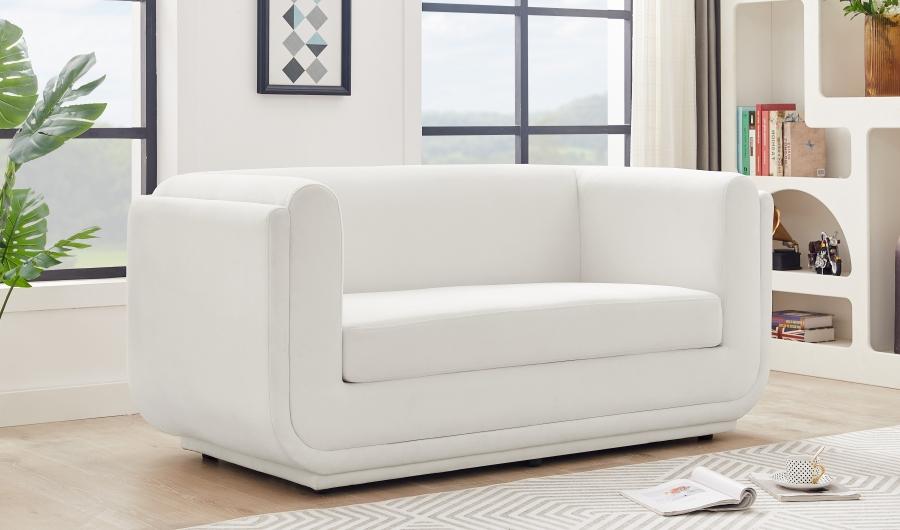 

    
Contemporary Cream Engineered Wood Loveseat Meridian Furniture Kimora 151Cream-L
