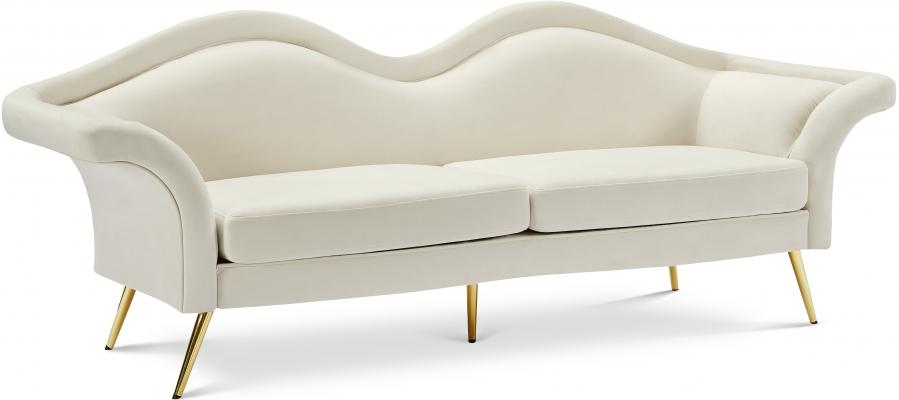 Contemporary Sofa Lips Sofa 607Cream-S 607Cream-S in Cream Soft Velvet