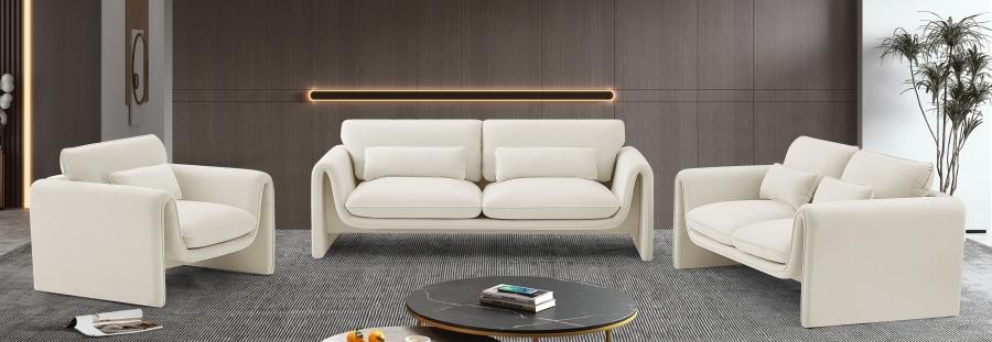 

    
 Shop  Contemporary Cream Engineered Wood Sofa Meridian Furniture Sloan 199Cream-S
