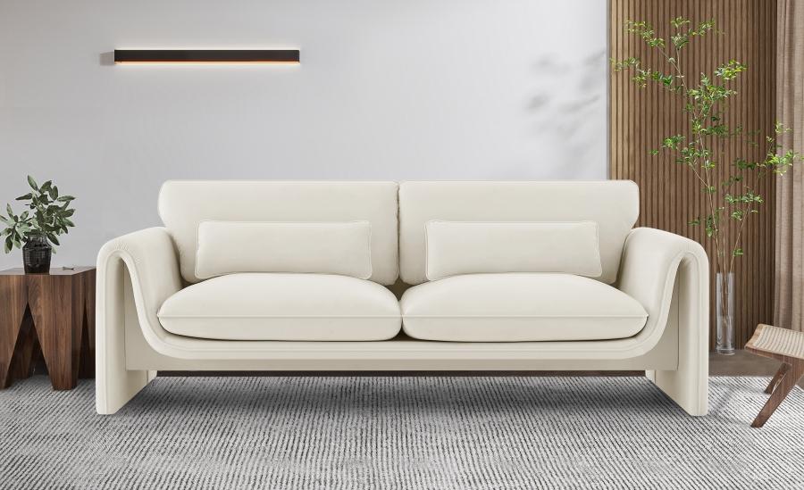 

    
Contemporary Cream Engineered Wood Sofa Meridian Furniture Sloan 199Cream-S
