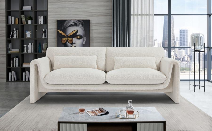 

    
Contemporary Cream Engineered Wood Sofa Meridian Furniture Stylus 198Cream-S
