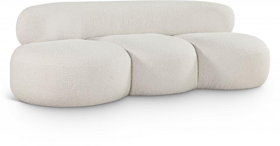 

    
Contemporary Cream Eucalyptus Wood Sofa Meridian Furniture Venti 140Cream-S
