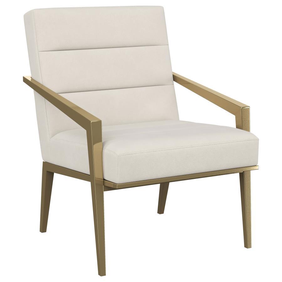 Contemporary, Modern Accent Chair Kirra Accent Chair 903143-C 903143-C in Cream, Gold Fabric