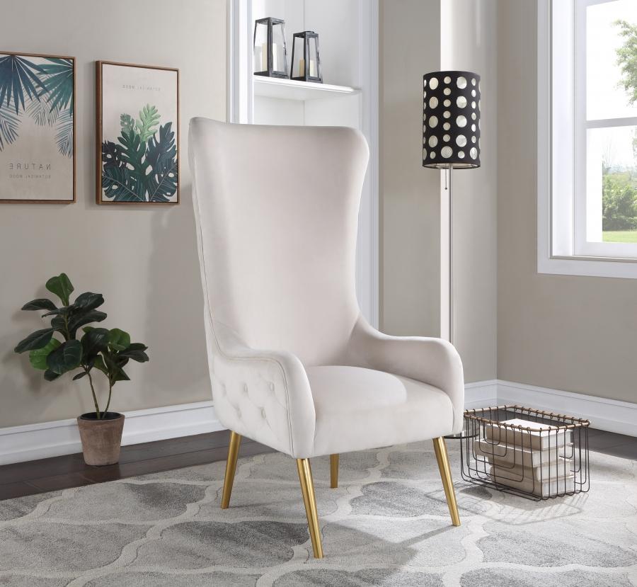 

    
Contemporary Cream Metal/Velvet Accent Chair Meridian Furniture Alexander 536Cream
