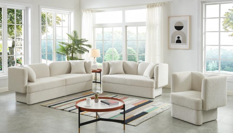 Contemporary Sofa and Loveseat Set Marcel Living Room Set 2PCS 616Cream-S-2PCS 616Cream-S-2PCS in Cream 