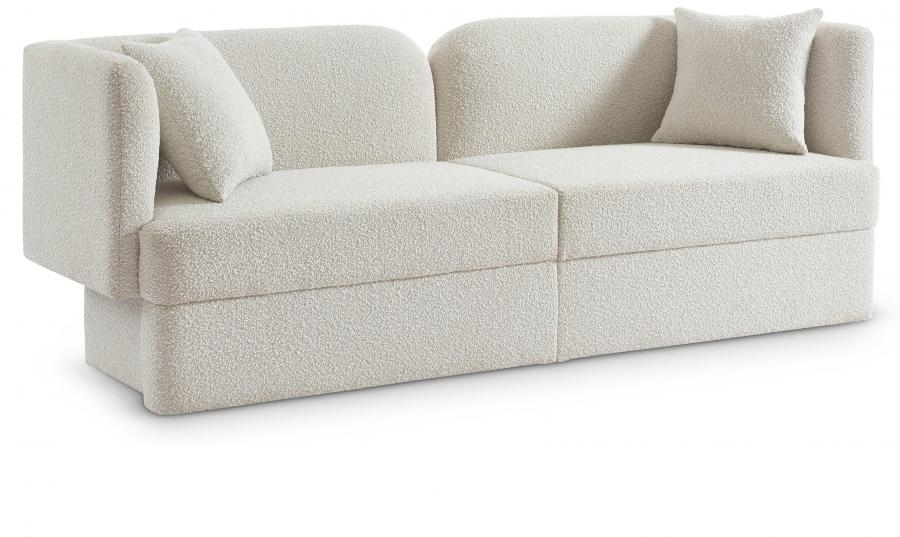 

    
Contemporary Cream Wood Fabric Sofa Meridian Furniture Marcel 616Cream-S
