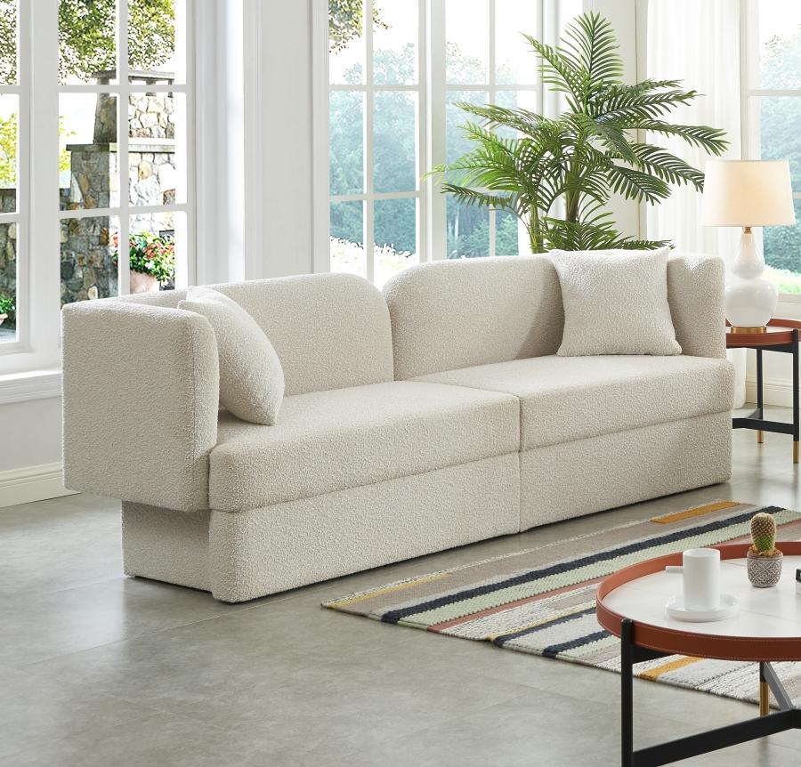 

    
Contemporary Cream Wood Fabric Sofa Meridian Furniture Marcel 616Cream-S
