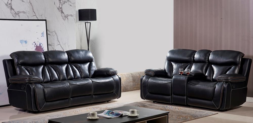 Contemporary Reclining Set SF3100 SF3100-2PC in Dark Brown Leather Match