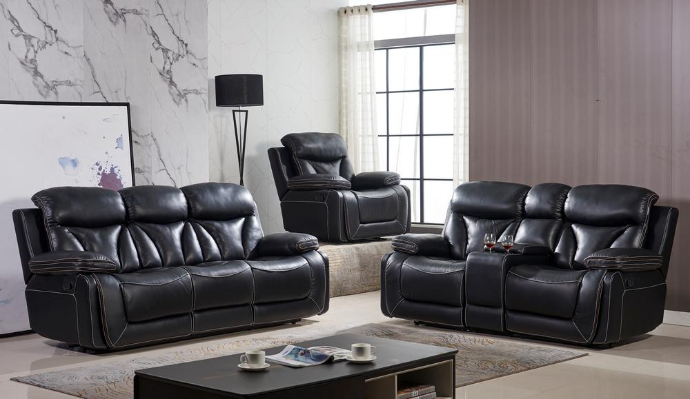 Contemporary Reclining Set SF3100 SF3100-3PC in Dark Brown Leather Match