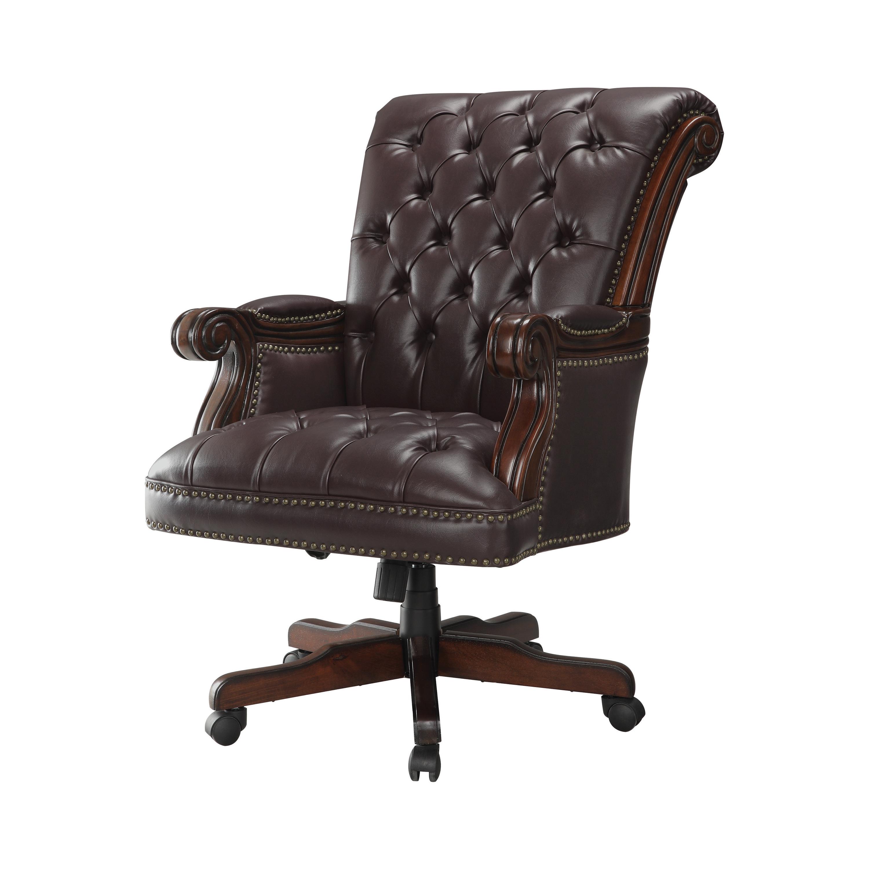 

    
Contemporary Dark Brown Leatherette Office Chair Coaster 800142
