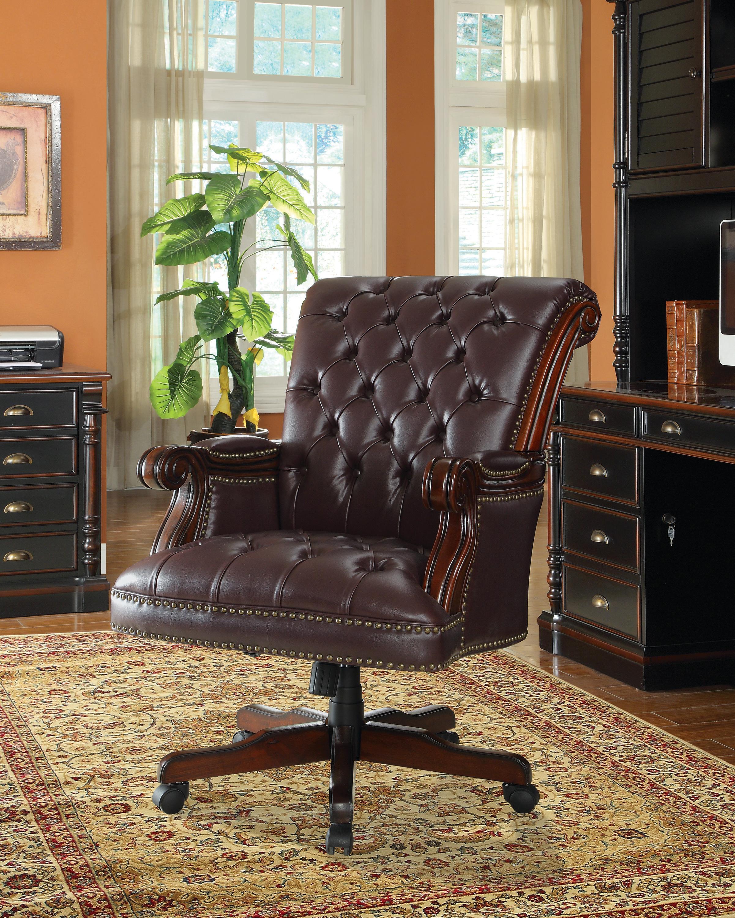 

    
Contemporary Dark Brown Leatherette Office Chair Coaster 800142
