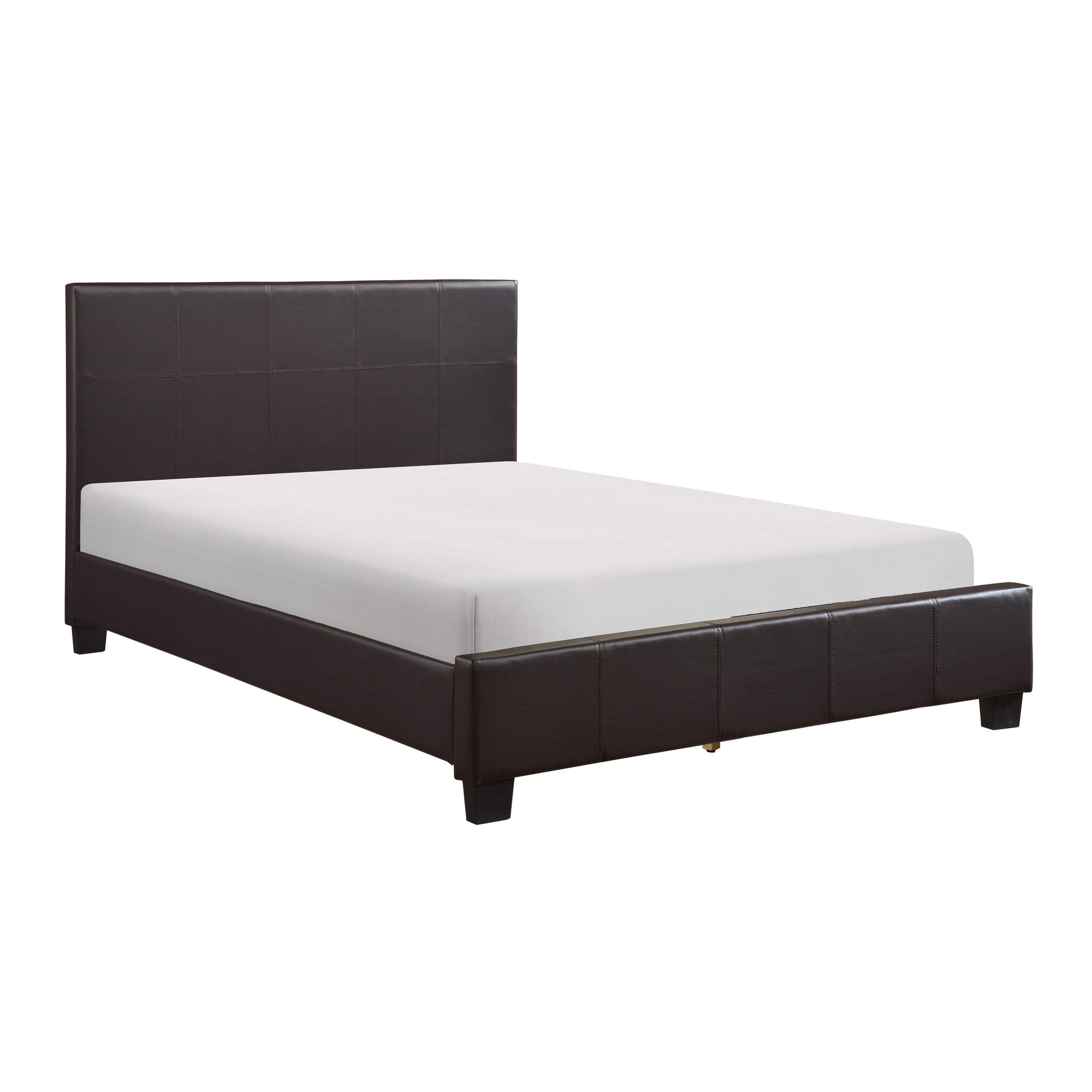 Contemporary Bed 2220KDBR-1CK* Lorenzi 2220KDBR-1CK* in Dark Brown Faux Leather