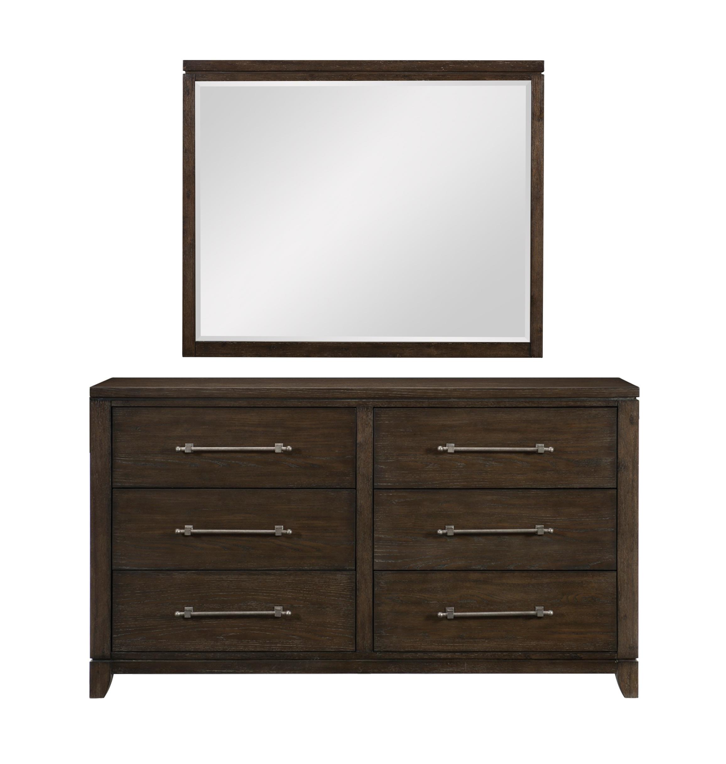 Contemporary Dresser w/Mirror 1669-5*6-2PC Griggs 1669-5*6-2PC in Dark Brown 
