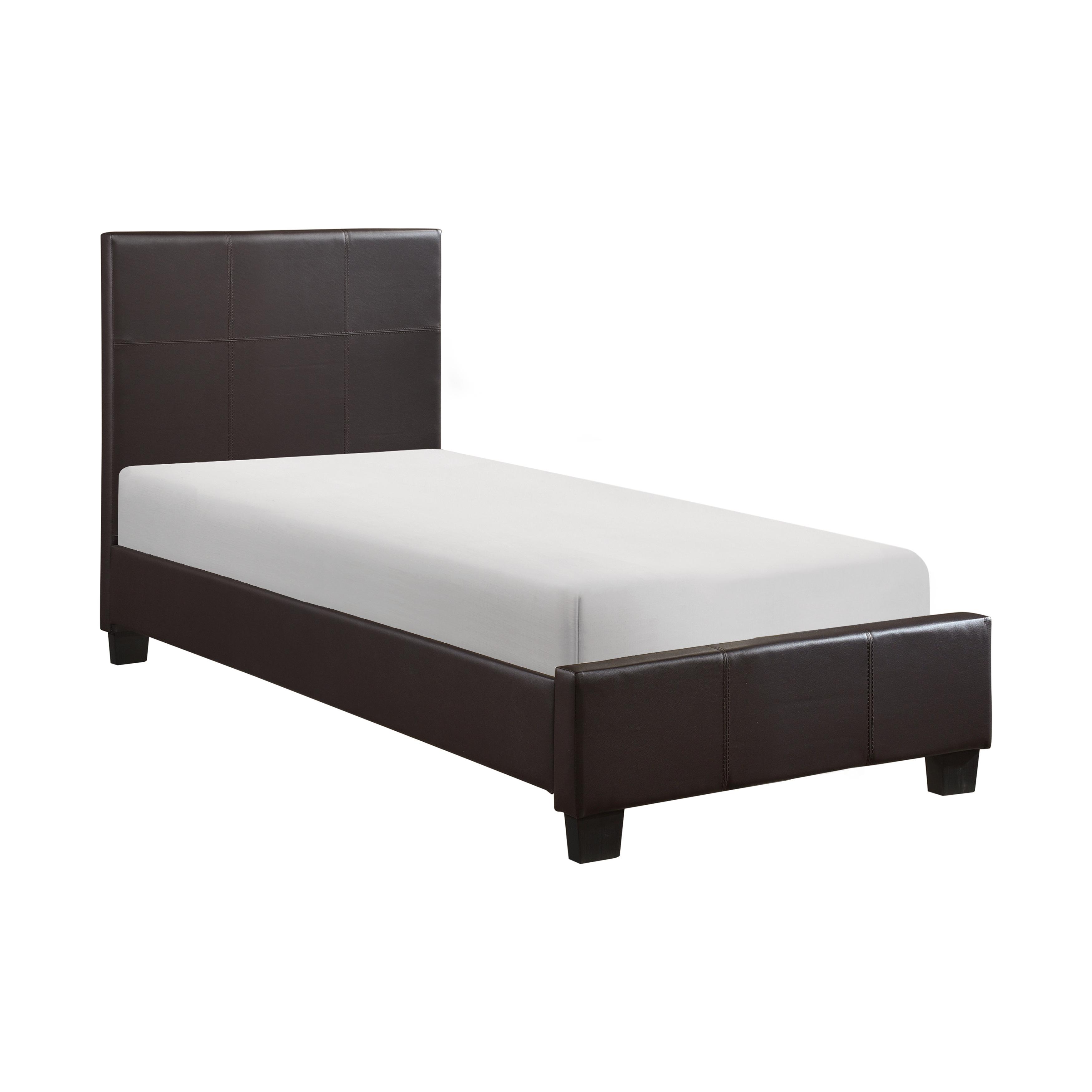 Contemporary Bed 2220TDBR-1* Lorenzi 2220TDBR-1* in Dark Brown Faux Leather