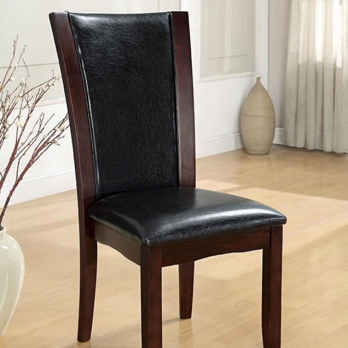 Contemporary Dining Chair Set CM3710SC-2PK Manhattan CM3710SC-2PK in Dark Cherry Leatherette