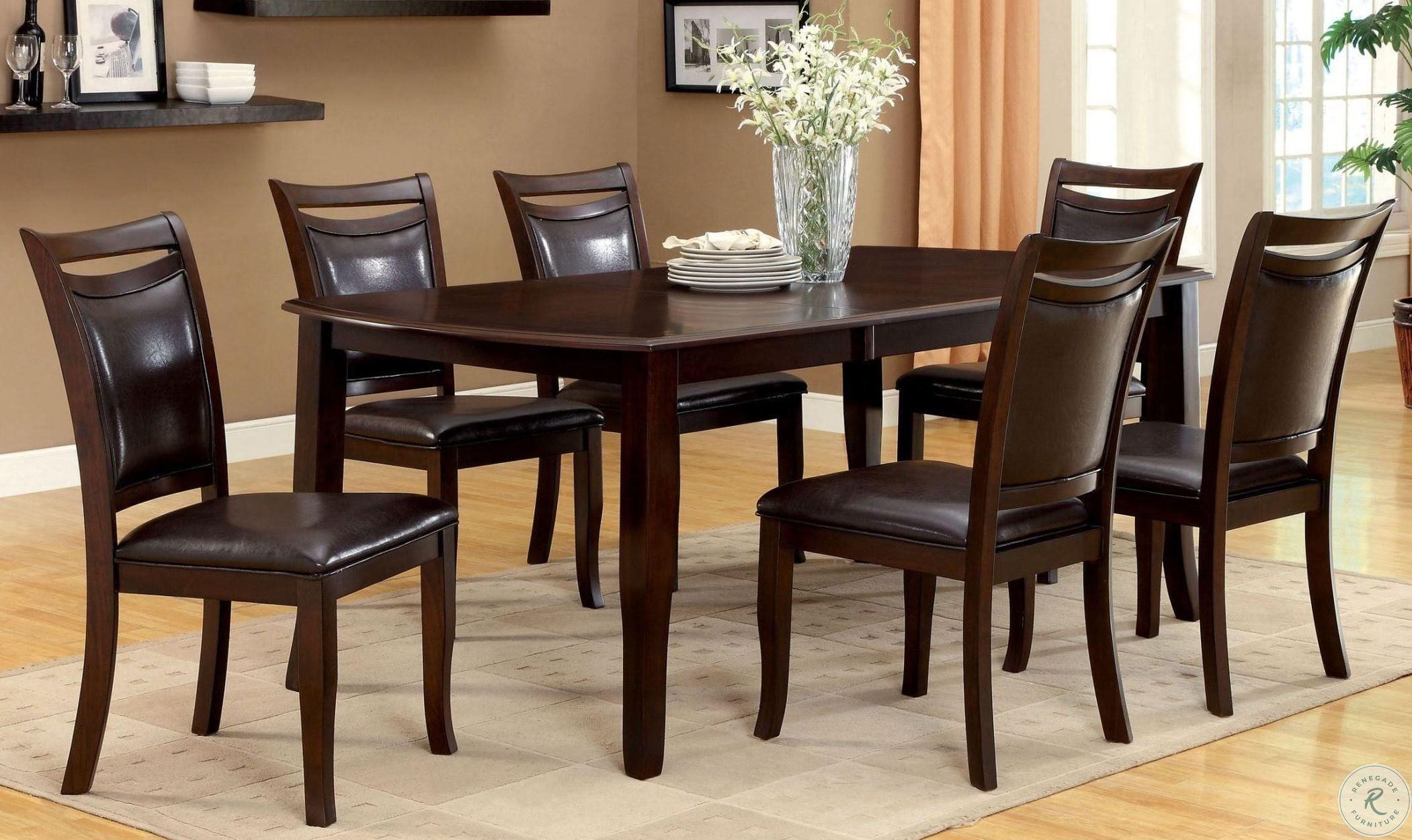 Transitional Dining Table Set WOODSIDE CM3024T-7PC CM3024T-7PC in Dark Cherry Leatherette
