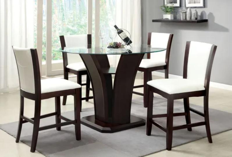 

    
Contemporary Dark Cherry & White Counter Height Table Set 5pcs Furniture of America Manhattan
