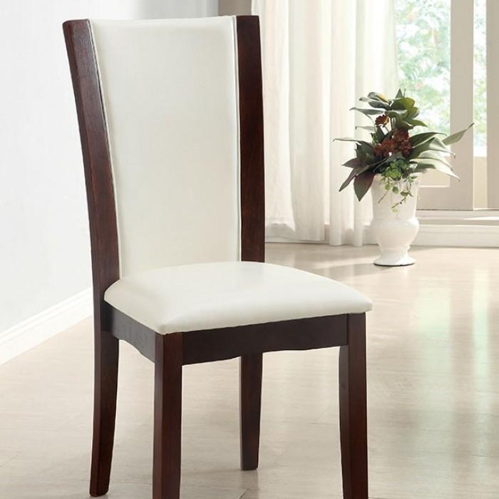Contemporary Dining Chair Set CM3710WH-SC-2PK Manhattan CM3710WH-SC-2PK in White Leatherette