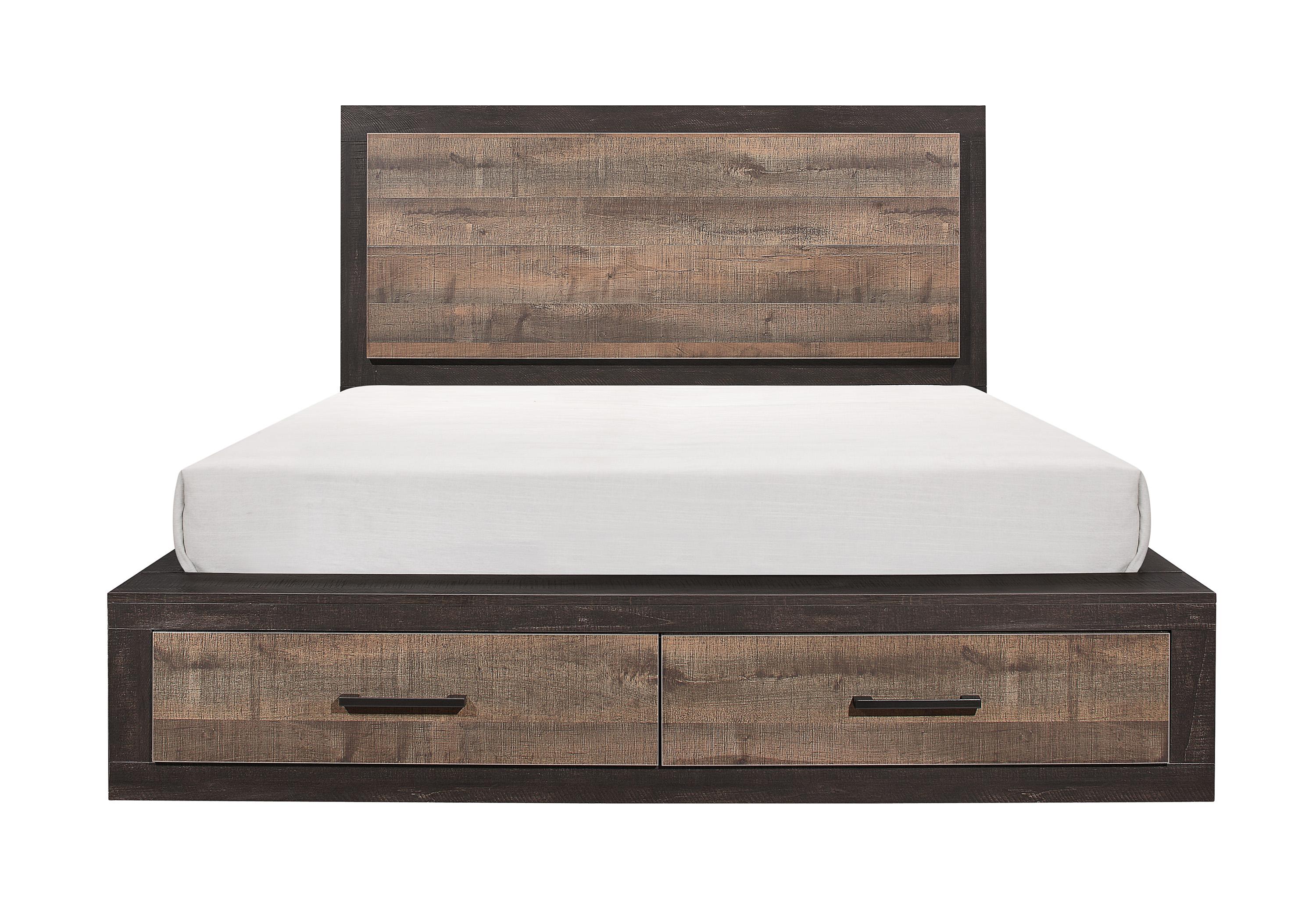 

    
Contemporary Dark Ebony & Rustic Mahogany Wood CAL Bed Homelegance 1762K-1CK* Miter
