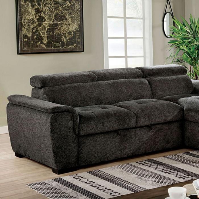 

    
Contemporary Dark Gray Chenille Sectional Sofa Furniture of America CM6514DG Patty
