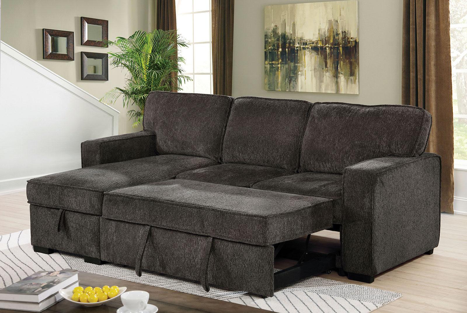 

    
Contemporary Dark Gray Chenille Sectional Sofa Furniture of America CM6964DG Ines
