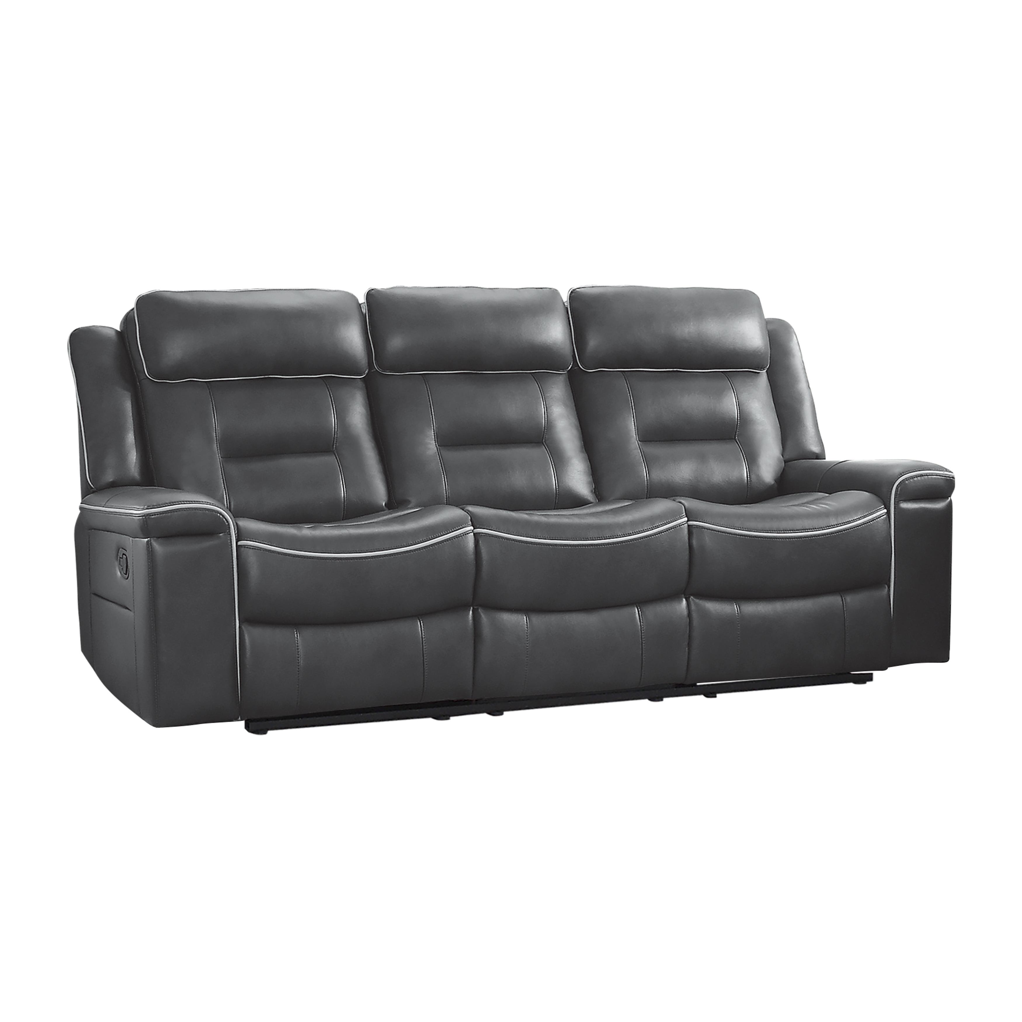 

    
Contemporary Dark Gray Faux Leather Reclining Sofa Homelegance 9999DG-3 Darwan
