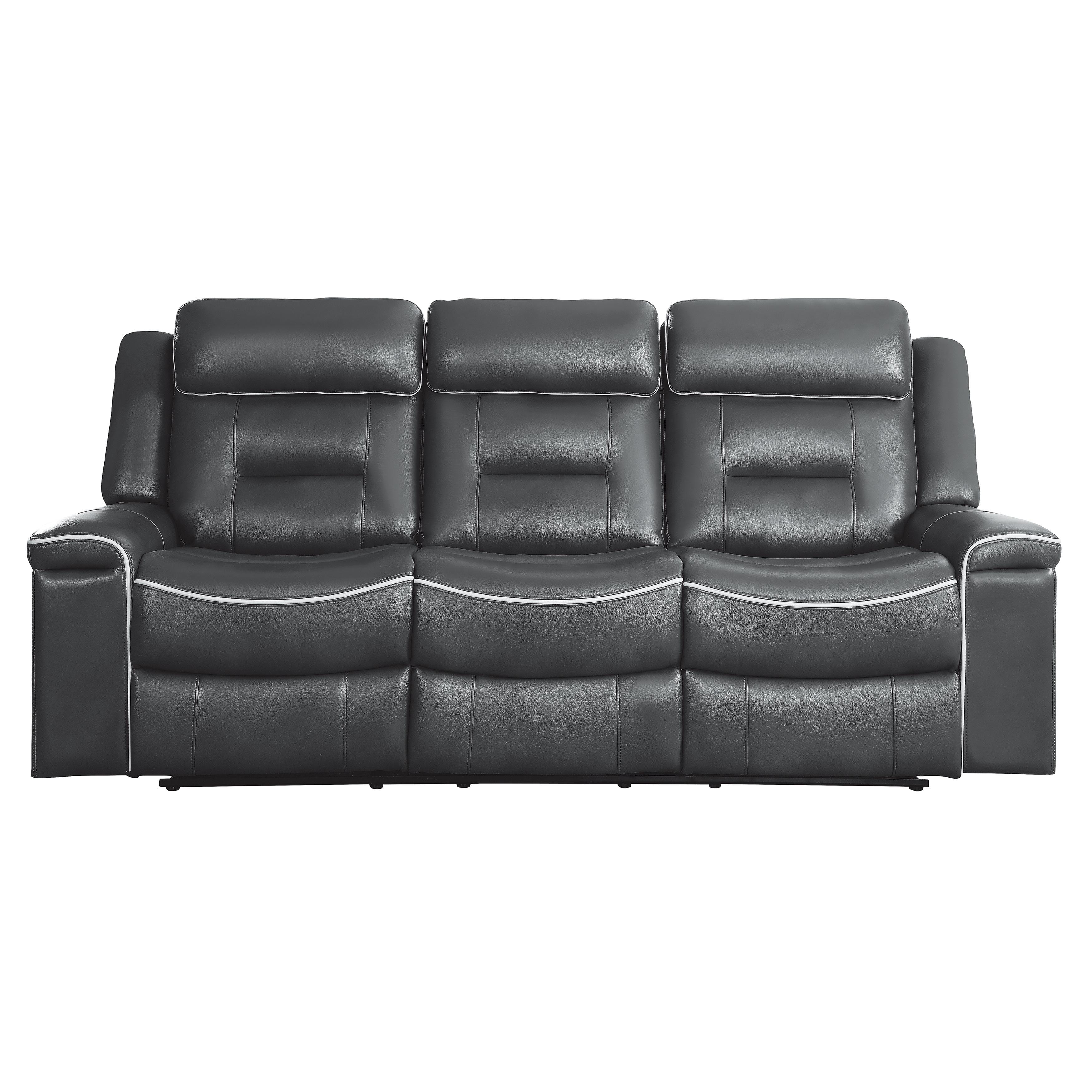 

    
Contemporary Dark Gray Faux Leather Reclining Sofa Homelegance 9999DG-3 Darwan

