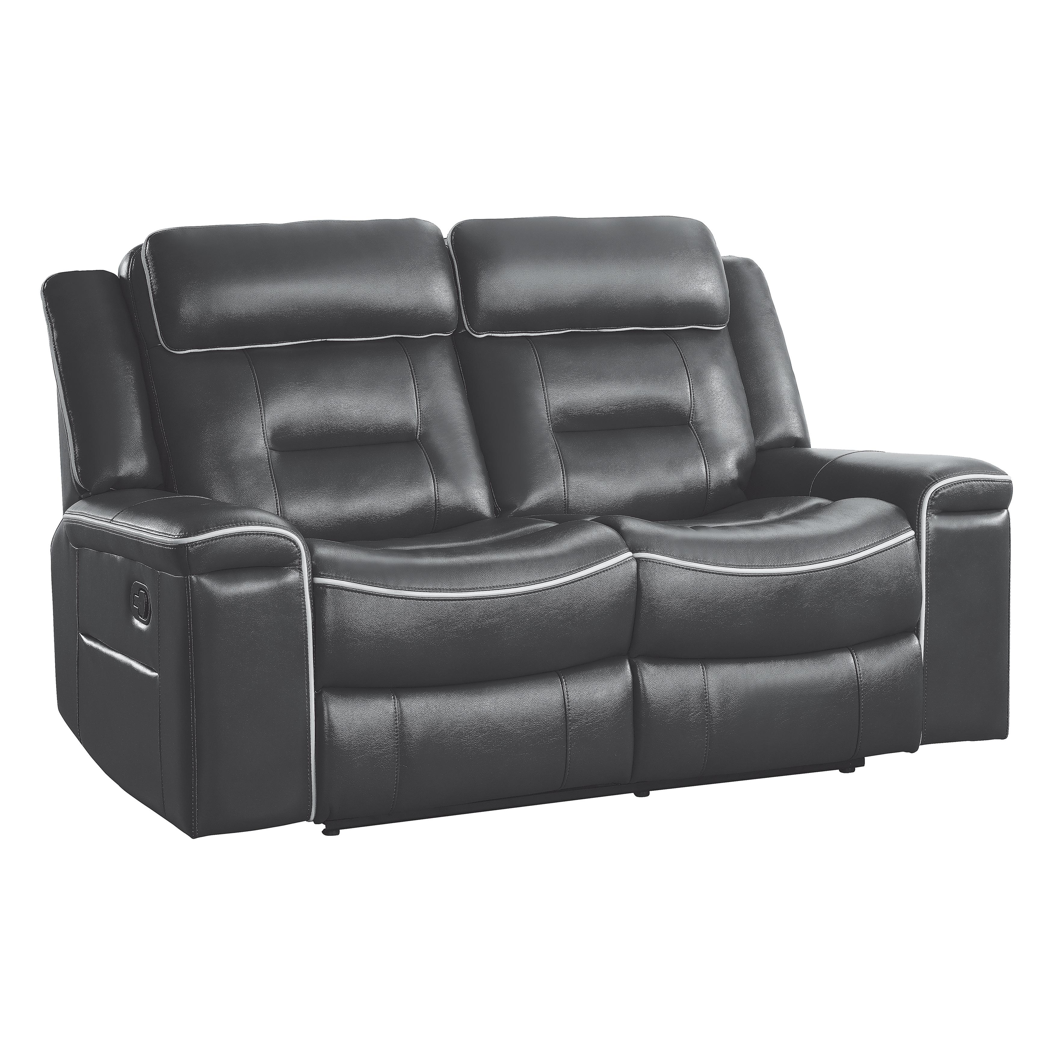 

    
9999DG-2PC Contemporary Dark Gray Faux Leather Reclining Sofa Set 2pcs Homelegance 9999DG Darwan
