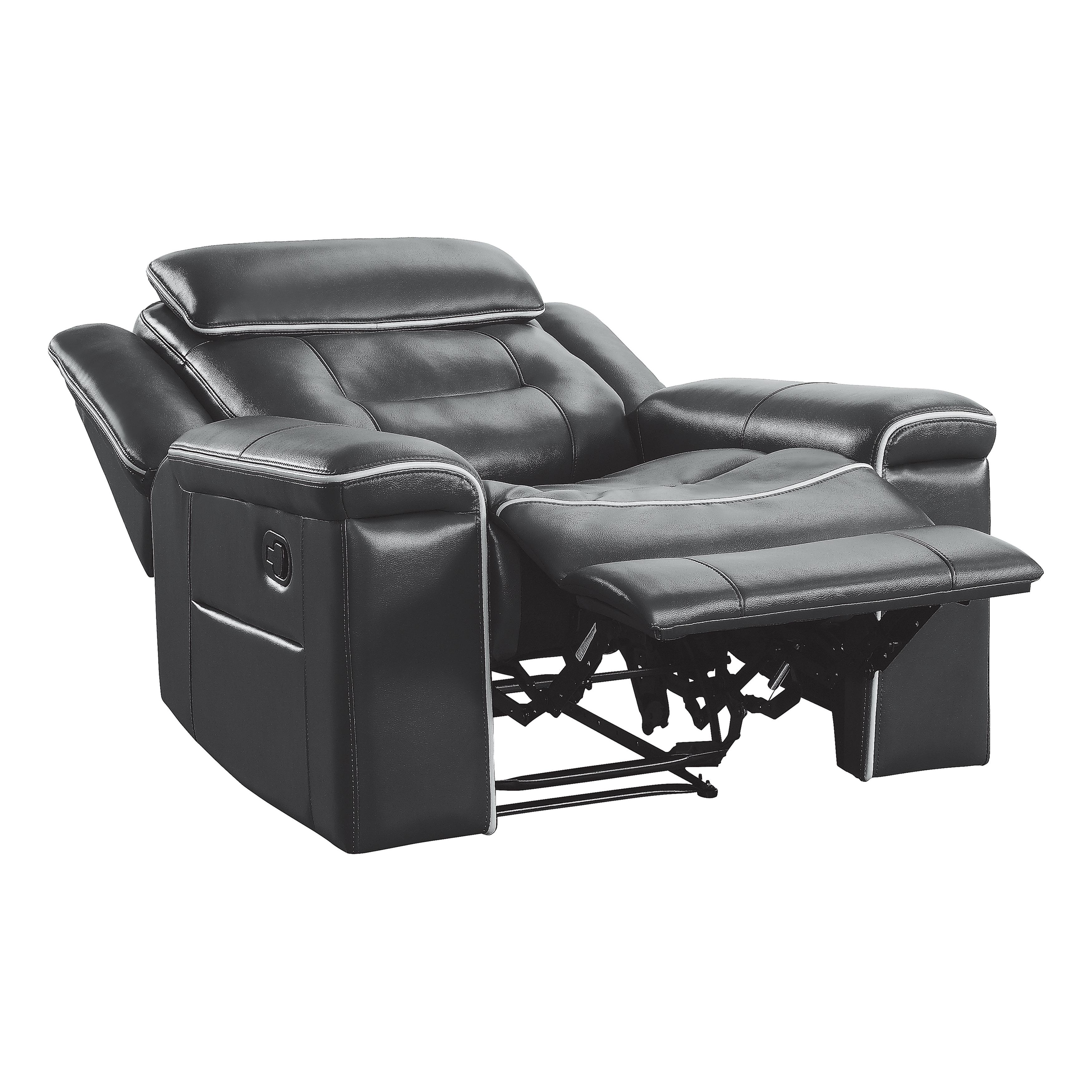 

    
 Photo  Contemporary Dark Gray Faux Leather Reclining Sofa Set 3pcs Homelegance 9999DG Darwan
