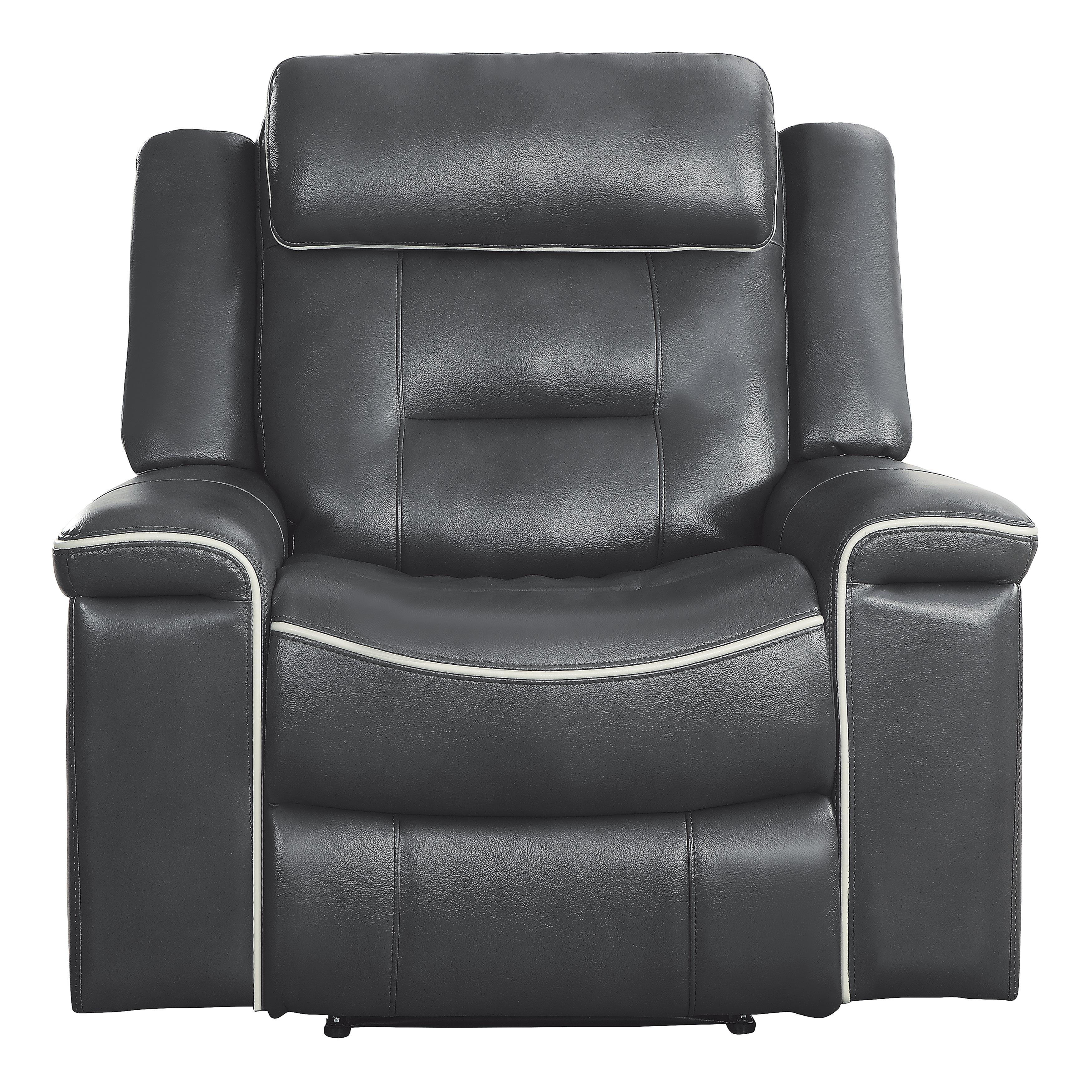

    
 Shop  Contemporary Dark Gray Faux Leather Reclining Sofa Set 3pcs Homelegance 9999DG Darwan
