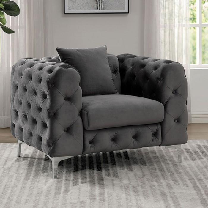 

    
Contemporary Dark Gray Flannelette Arm Chair Furniture of America CM6498DG-CH Sapphira
