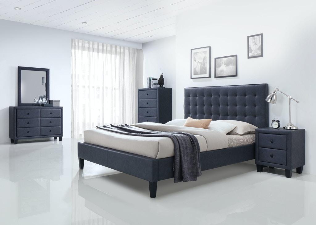 Contemporary Bedroom Set Saveria 25657EK-3pcs in Dark Gray 