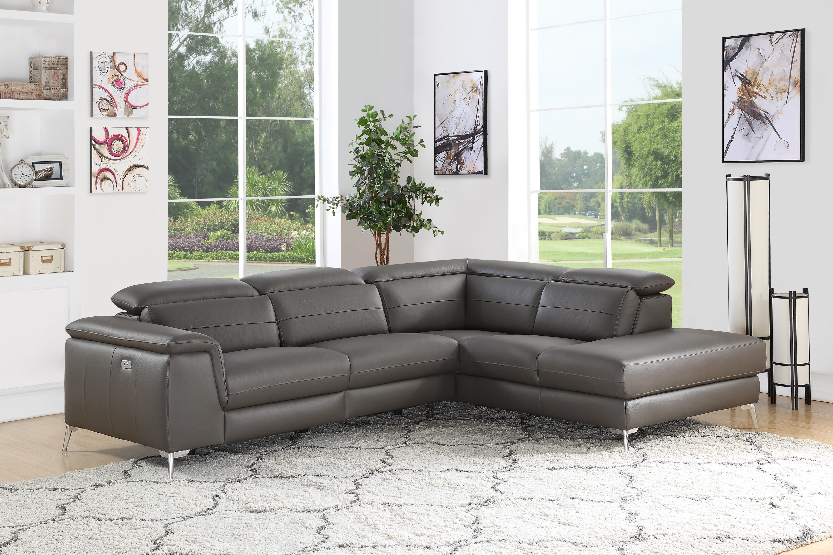 

                    
Buy Contemporary Dark Gray Leather 2-Piece Sectional Homelegance 8256M-GRY*2RLPW Cinque

